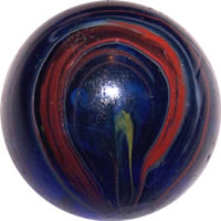 Marbles:BIG VINTAGE RARE LEIGHTON BLUE w/ OXBLOOD (GP)